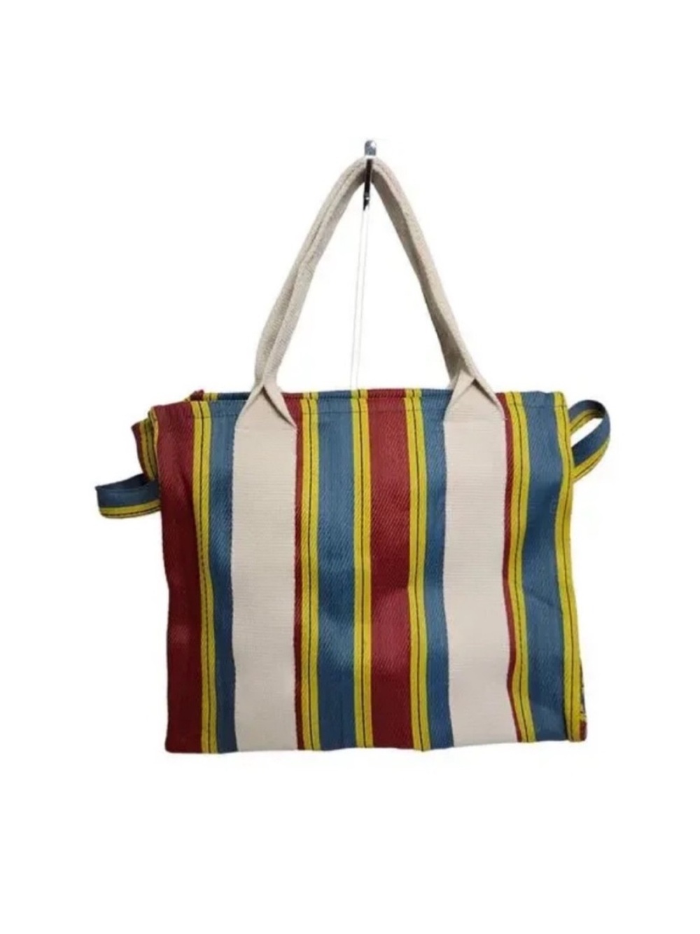 Urban Outfitters BDG Serena Mesh Tote Bag Medium Size Multi Stripe Maroon Blue